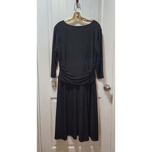 Nine West Women's Black 3/4 Sleeve Wrap Ruched Dress Size 16 NWT! MSRP $69 - Picture 6 of 8